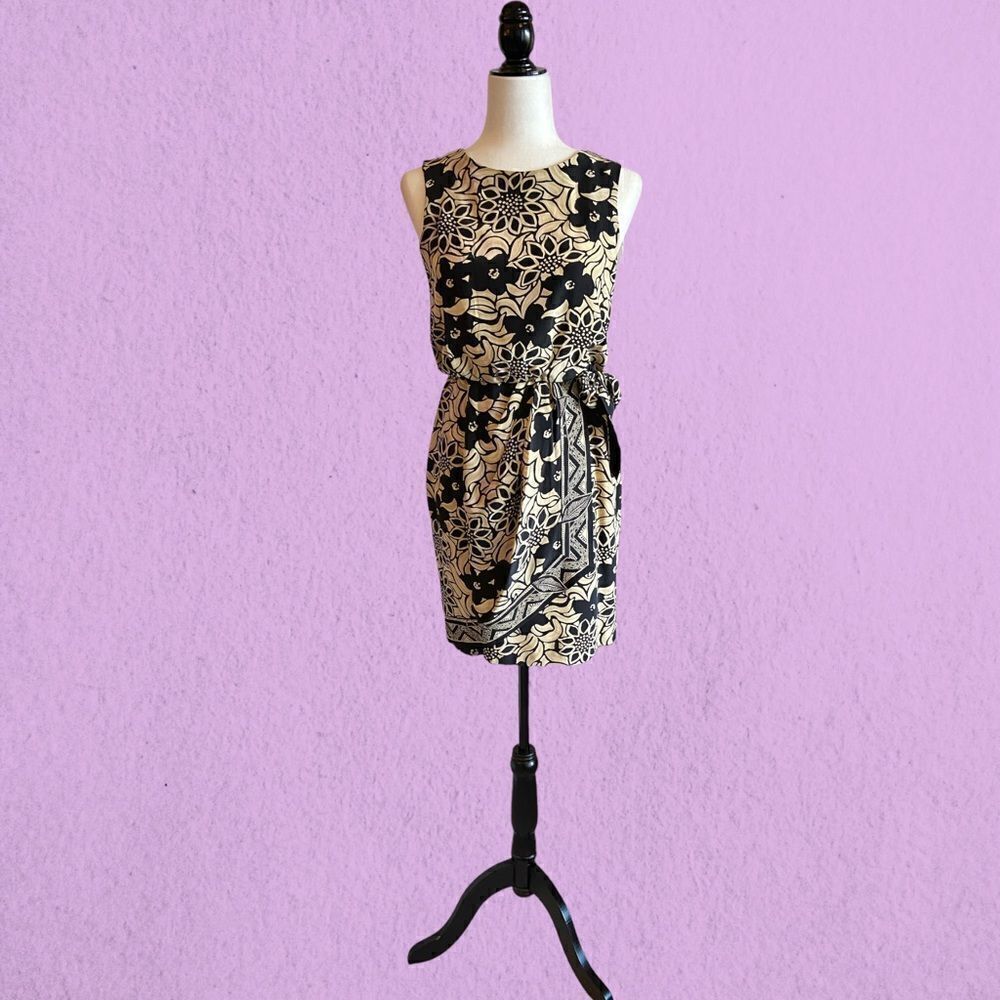 Vintage silk floral print faux wrap dress